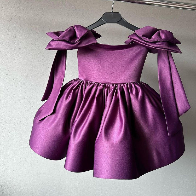 Lovely Baby Girl Baptism Dress Bow Tie Toddler First Communion Princess Dress