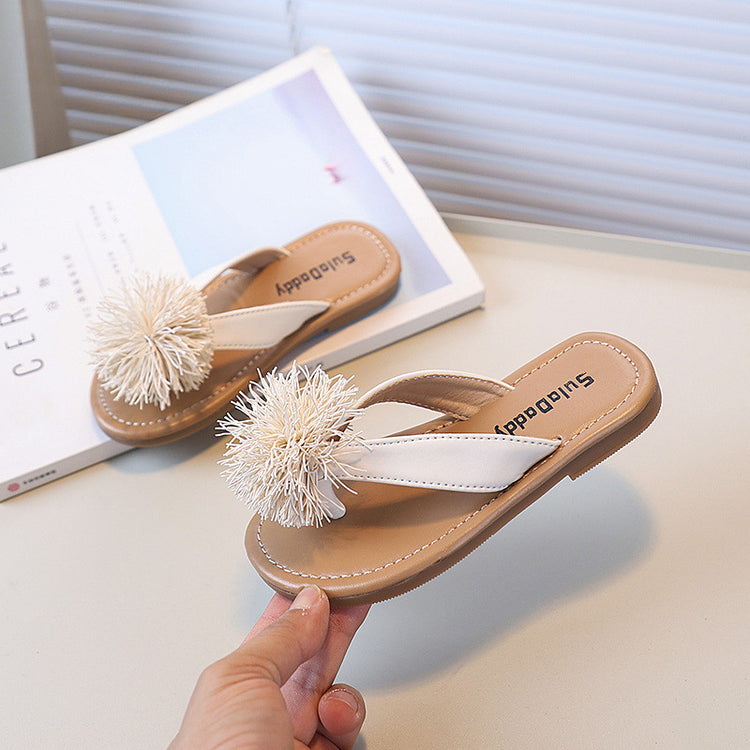 Fluffy Ball Flip Flops Summer Light Sandals