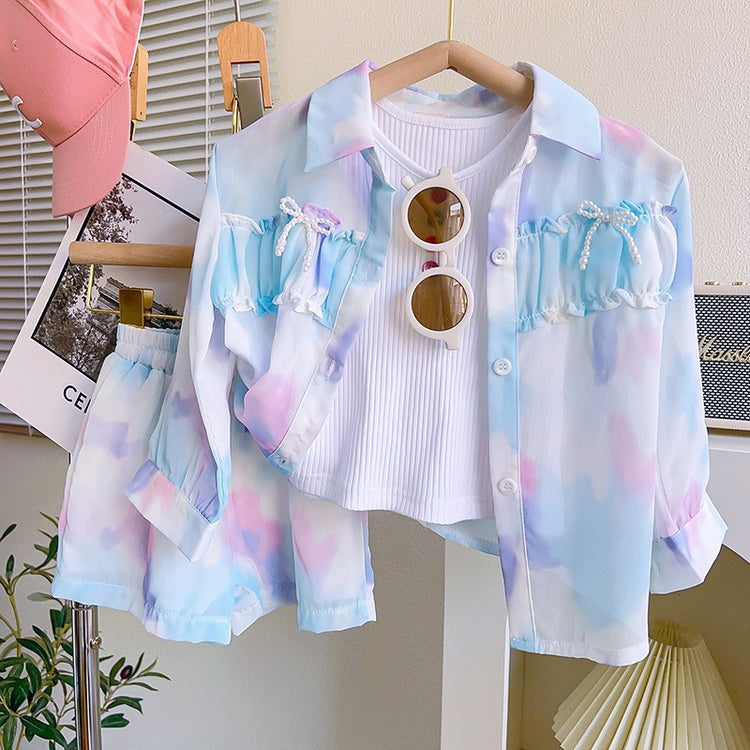 Cute Girls Summer Shirt Three Piece Set