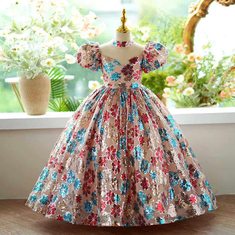 Luxurious Baby Girl First Communion Dress Toddler Puffy Birthday Party Princess Dress