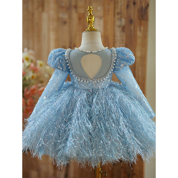 Cute Baby Girl Beauty Pageant Christmas Dress Toddler Birthday Fluffy Princess Dress