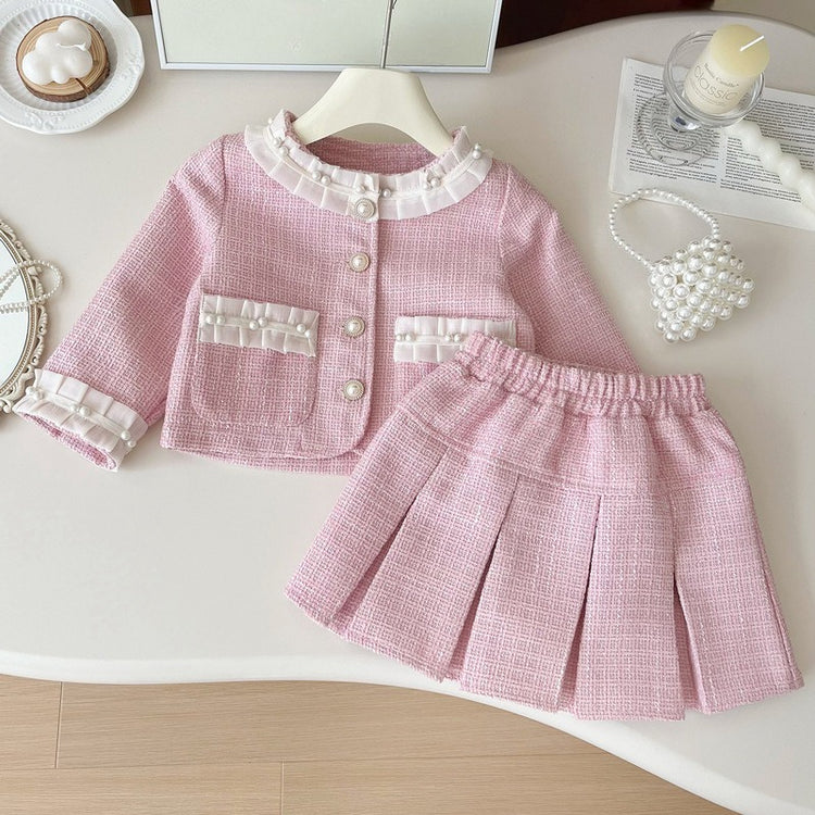 Girls' New Spring Princess Jacket and Skirt Two-piece Suit