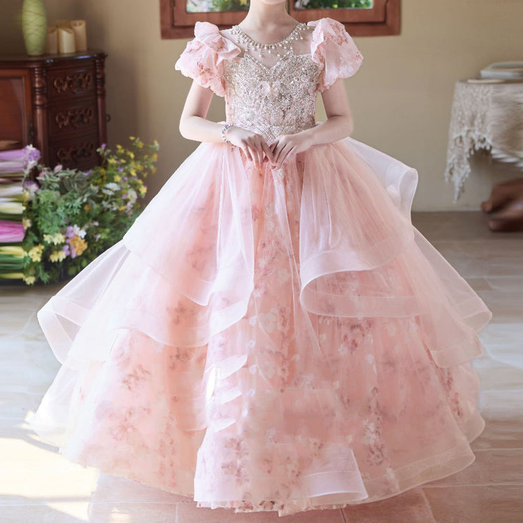 Girls Birthday Dress Girl Pink Princess Dress Children's Pageant Dress