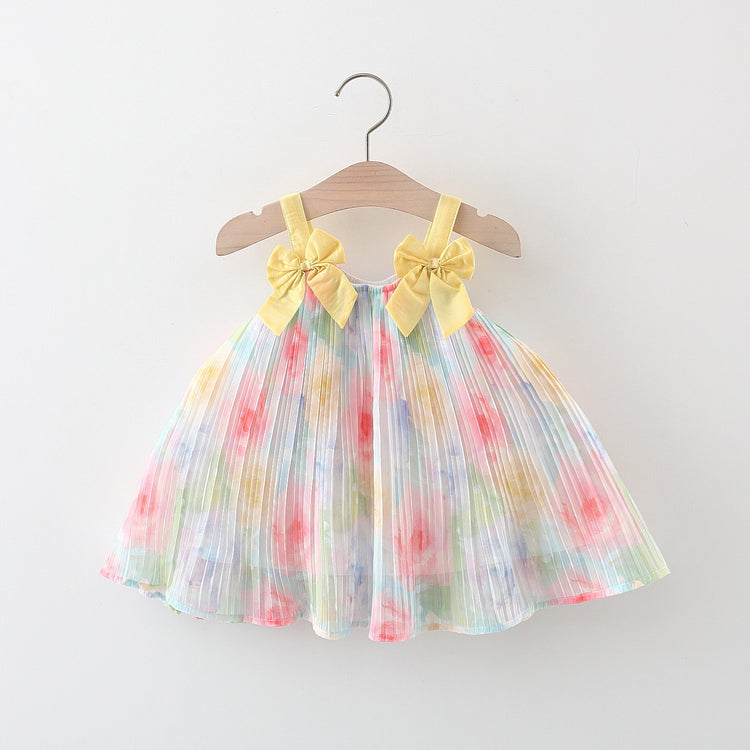 Toddler Dress Cute Baby Bow Strap Rainbow Dress