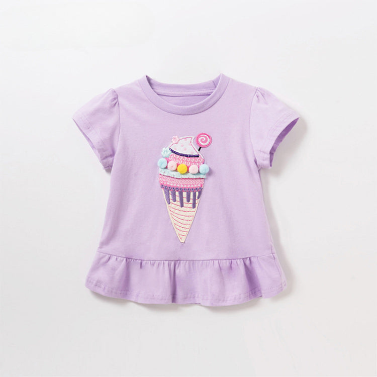 Purple Summer New Girls Loose Short-sleeved T-shirt