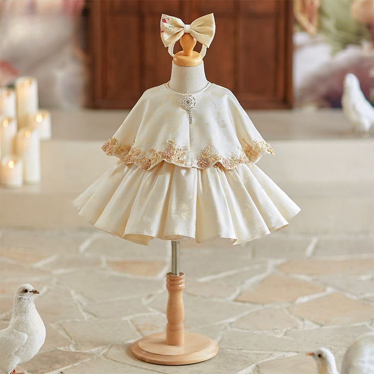 Girls Champagne Communion Dress Baby Birthday Princess Dress