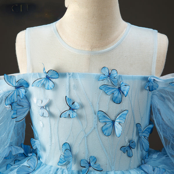 princess polly blue floral dress Elegant Baby Girls Blue Butterfly Puff Dress Toddler Girl Party Dress –  marryshe