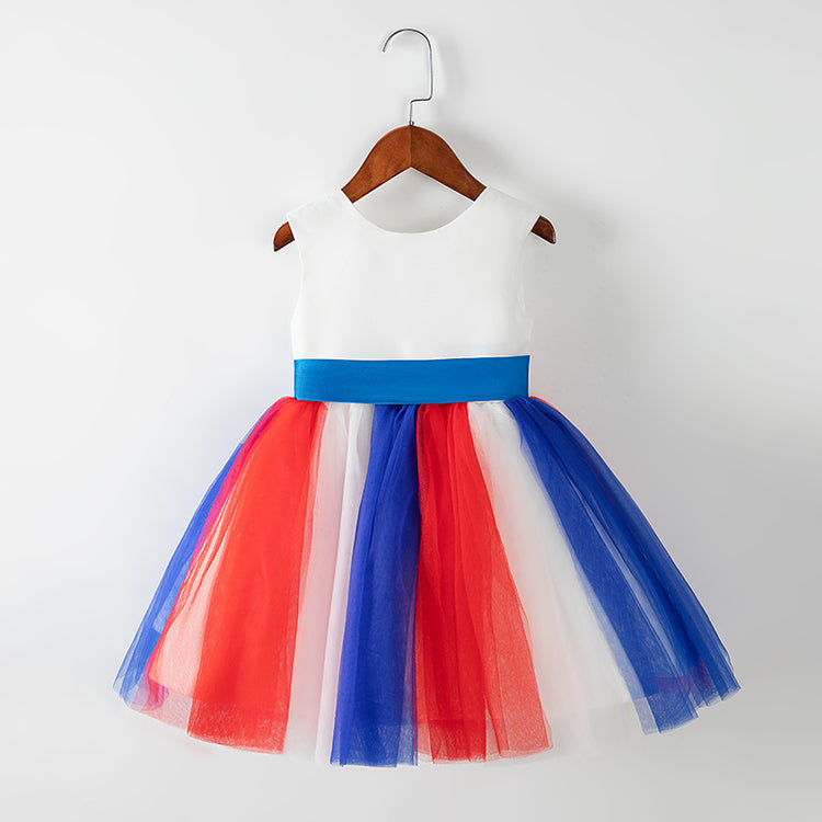 Cute Flag Dress Toddler Girls Cake Puffy First Communion Dresses Pink Dress Girl Formal Dresses