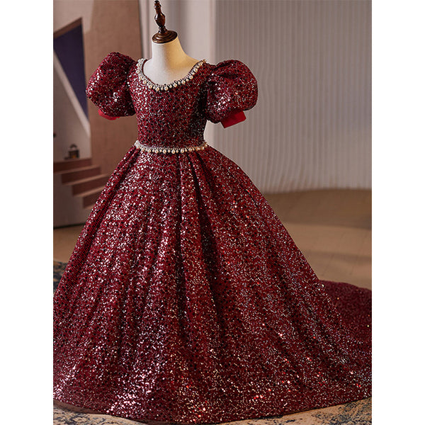 Girls Fluffy Christmas Dress Beauty Pageant Dress Toddler Birthday Dress