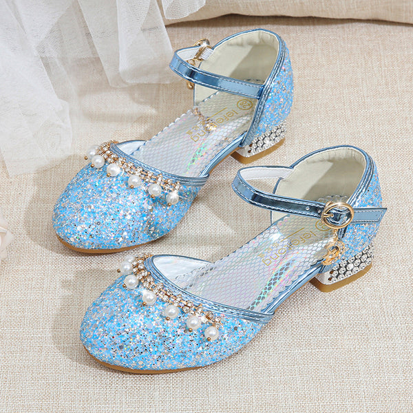 Girls Sequins Princess Pearl Dress Shoe, Silver / EU 29