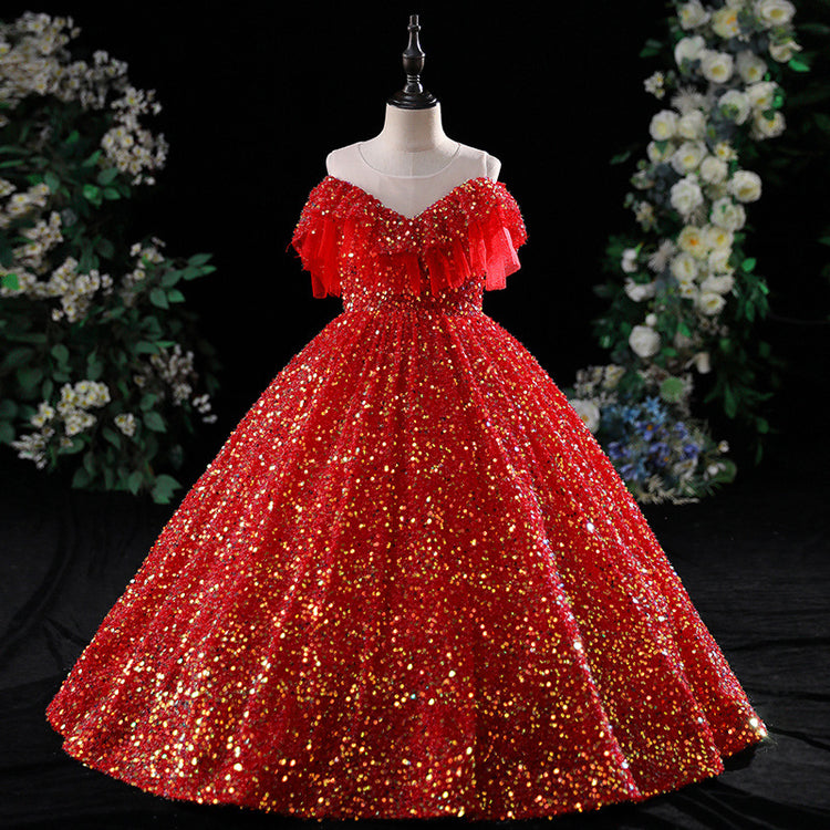 Sequin V-neck Princess Dress