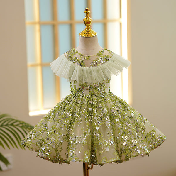 Flower Girl Dress Toddler Summer Green Cute Sequined Formal Princess D –  marryshe