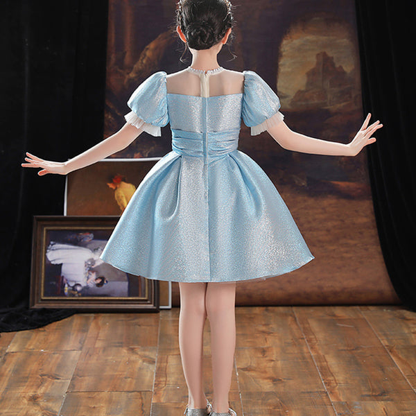 A-Line/Princess Long Sleeves Beading Round Neck Girl Party Dress with Rhinestone main image 0
