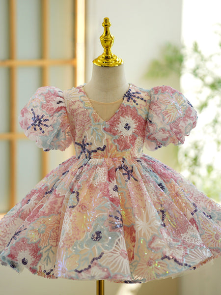 Girls Birthday Party Dress Children Sequin Princess Dress