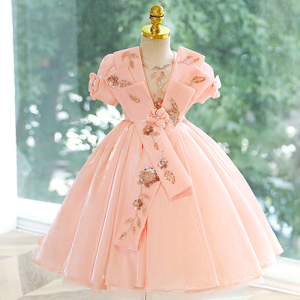 Luxurious Baby Girl Sequin Dress Toddler Birthday Pageant Princess Dress