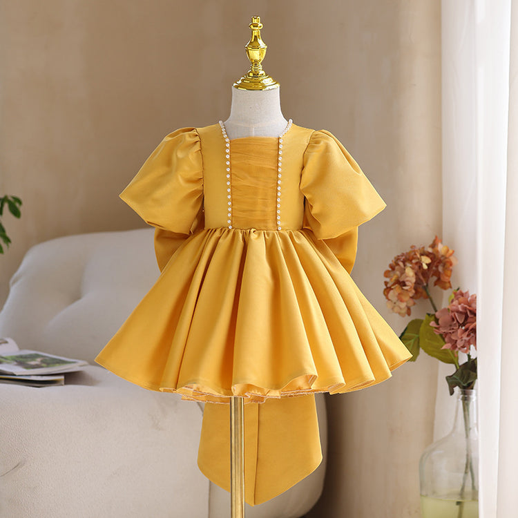 Baby Girl Dress Toddler Prom Big Bow Puffy Birthday Puff Sleeves Party Dress