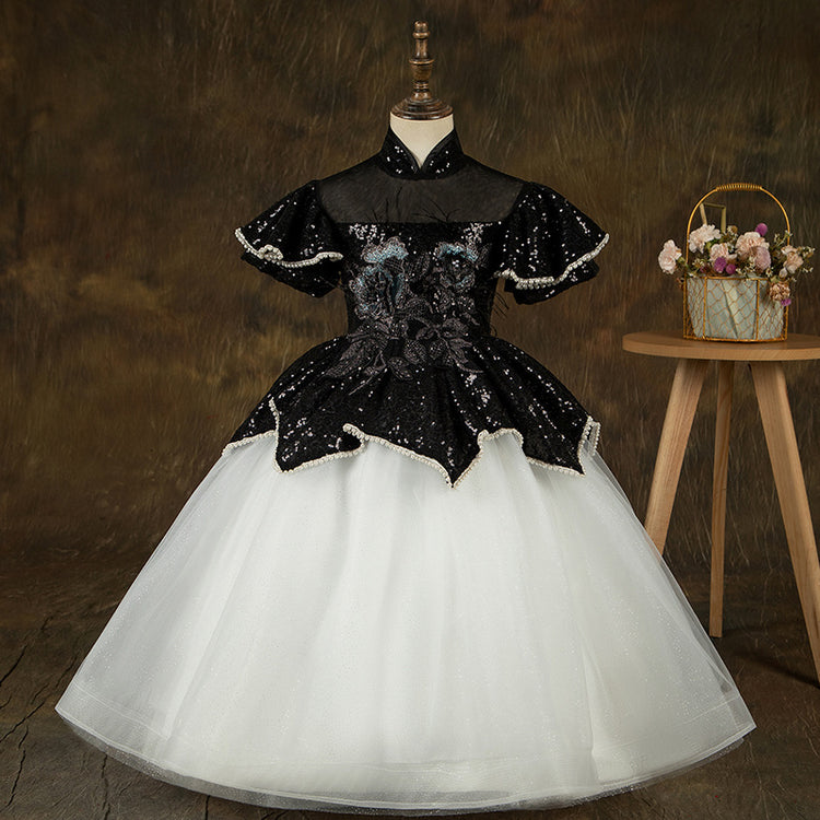 Baby Girl First Communion Dress Children Birthday Party Embroidery Sequin Puffy Pageant Dress