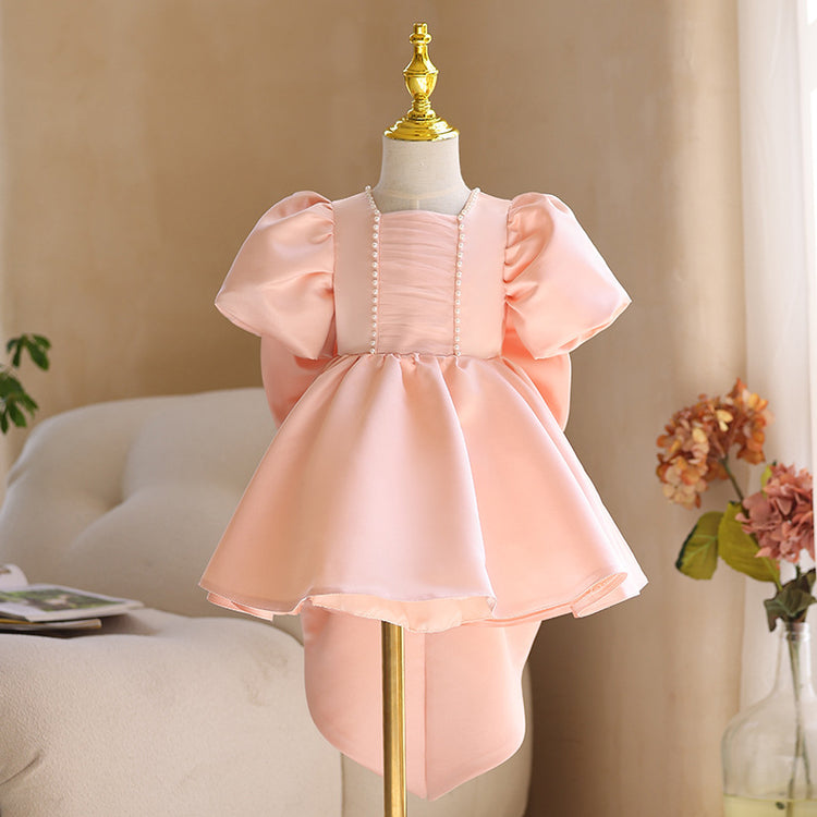 Baby Girl Dress Toddler Prom Big Bow Puffy Birthday Puff Sleeves Party Dress