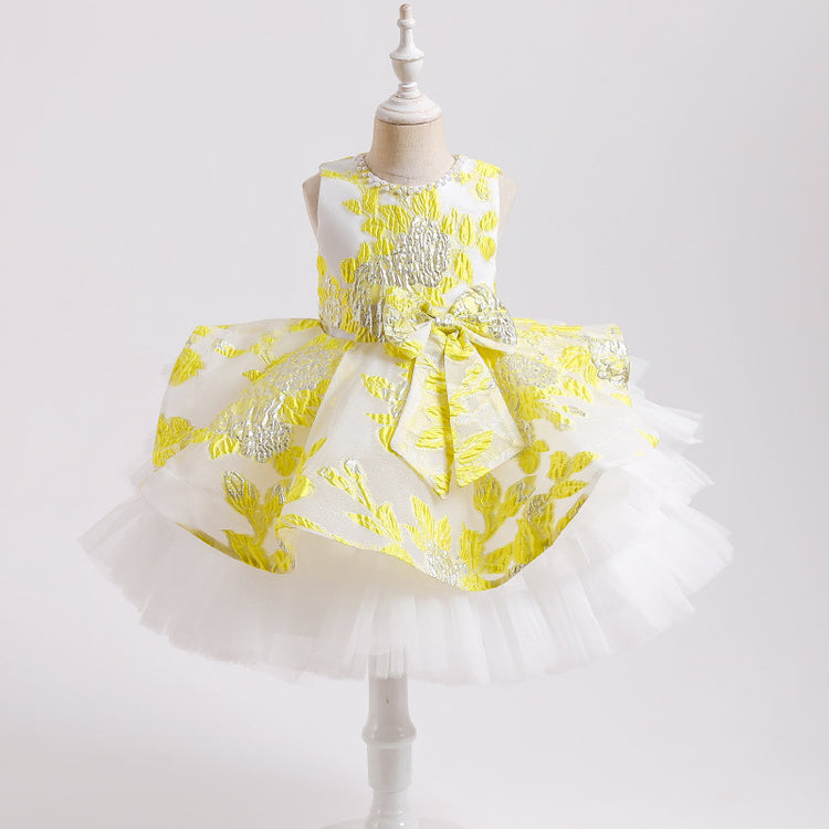 Bow Mesh Puff Princess Dress
