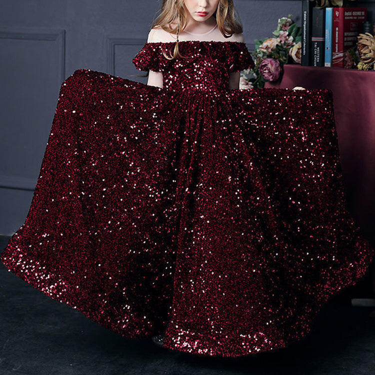 Girl Pageant Dress Little Girl Summer Gorgeous Sequin Dinner Party Princess Dress
