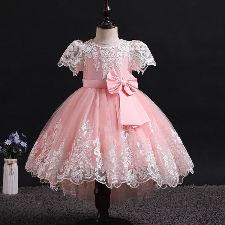Girl Christmas Dress Baby Girl Pageant Princess Dresses Easter Dress Toddler Bow Tailing Embroidered Puffy Prom Dress
