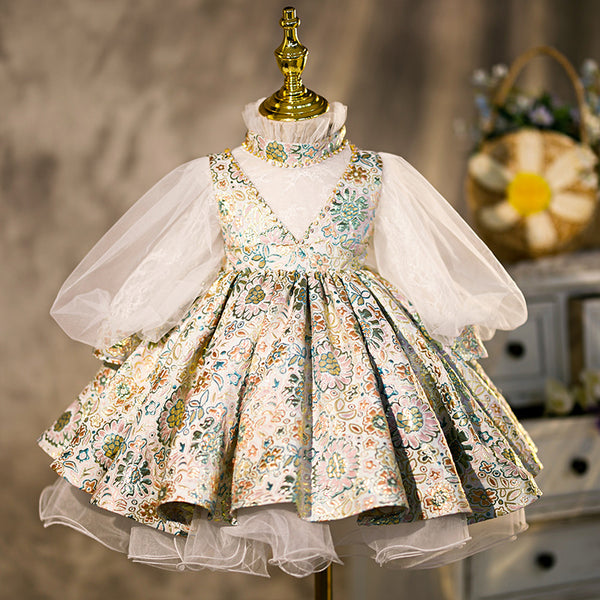 Baby Girl Birthday Party Dress Long Sleeve Flower Girl Dress