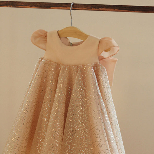 Baby Girl Embroidered Bow Dress Toddler Birthday Party Princess Dress