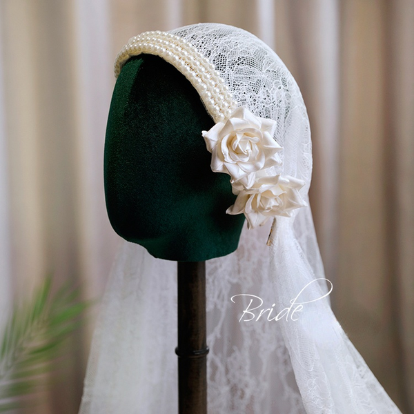 Hand-made Vintage Lace Veil Hat – marryshe display picture 2