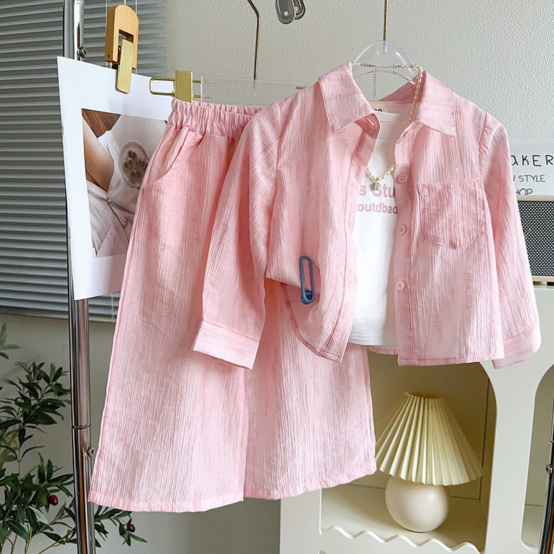 Cute Girls Summer Shirt Three Piece Set