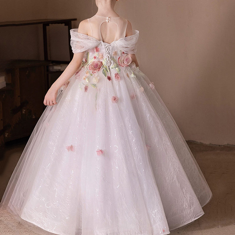 Girls Birthday Elegant Princess Dress Flower Girl Wedding Dress