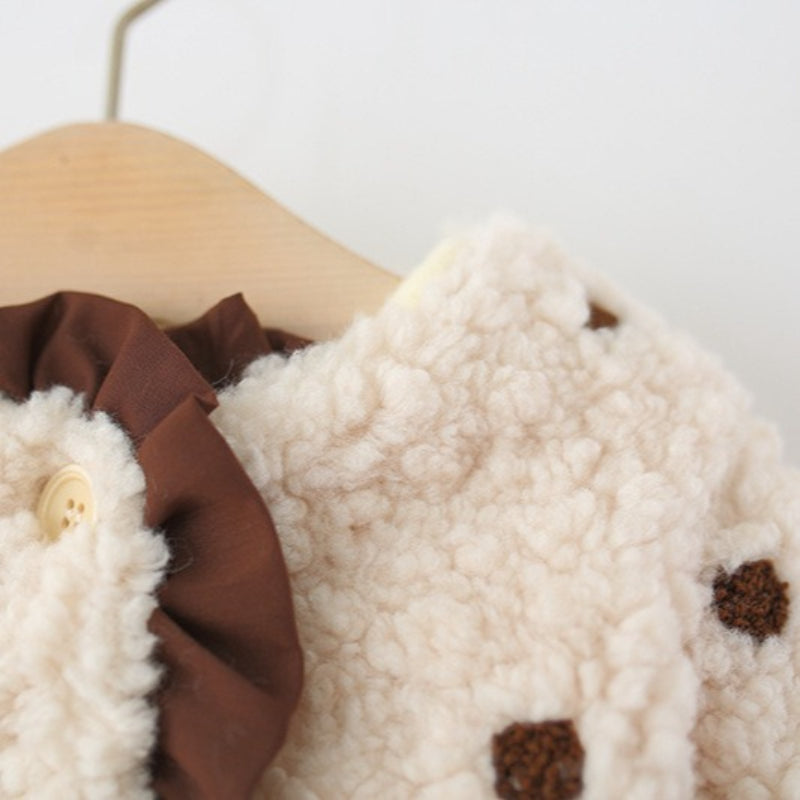 Girls' Winter Polka Dot Lace Warm Coat