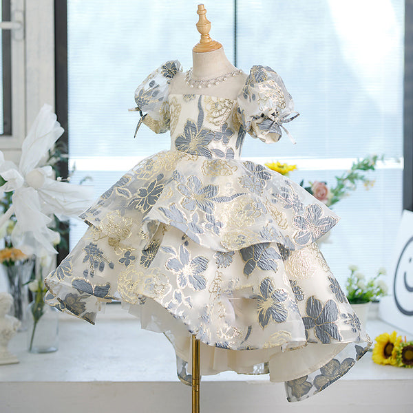 Cute Baby Girl Embroidery Flowers Dress Toddler Pageant First Communion Princess Dress