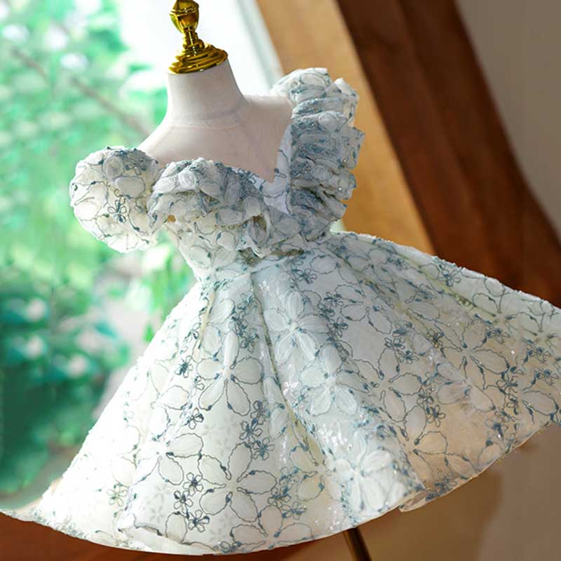 Little Girl Dress Toddler Small Fly Sleeve Wedding Pageant Flower Zip Fluffy Princess Dress Little Girl Dress Toddler Small Fly Sleeve Wedding Pageant Flower Zip Fluffy Princess Dress