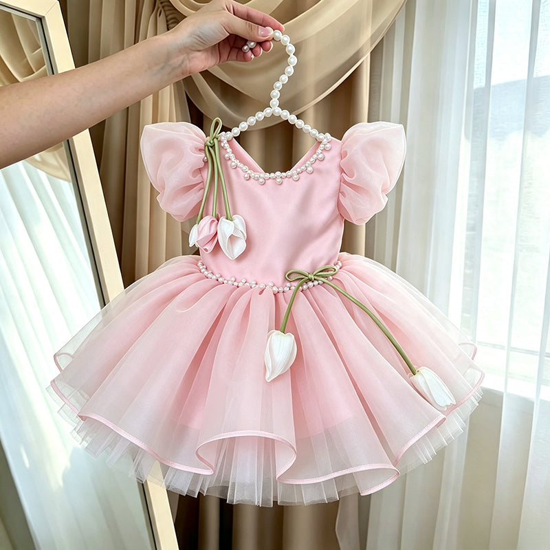 Flower Girl Pink Dresses Girls Princess Dresses Girl Party Dresses
