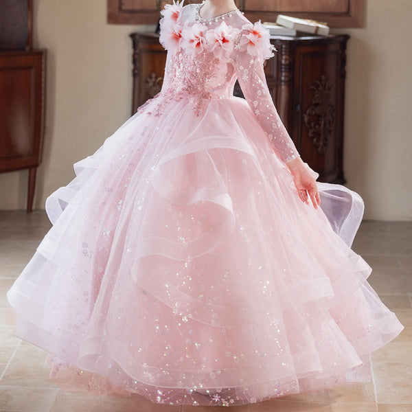 Girls Pink Dress Girls Formal Dress Children's Birthday Princess Dress