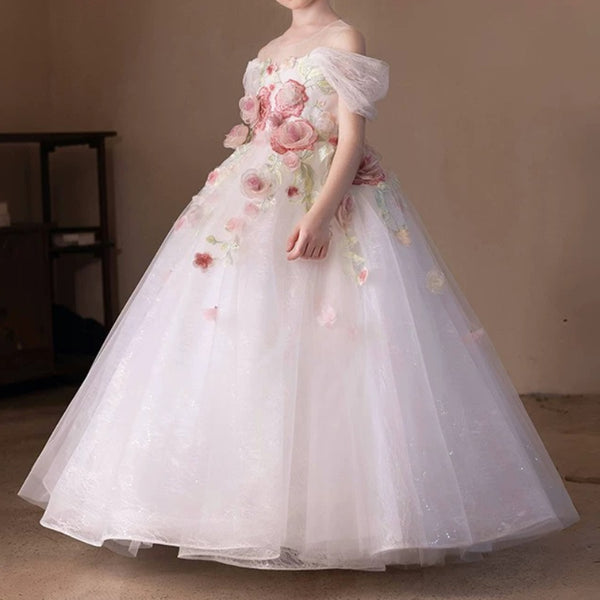 Girls Birthday Elegant Princess Dress Flower Girl Wedding Dress