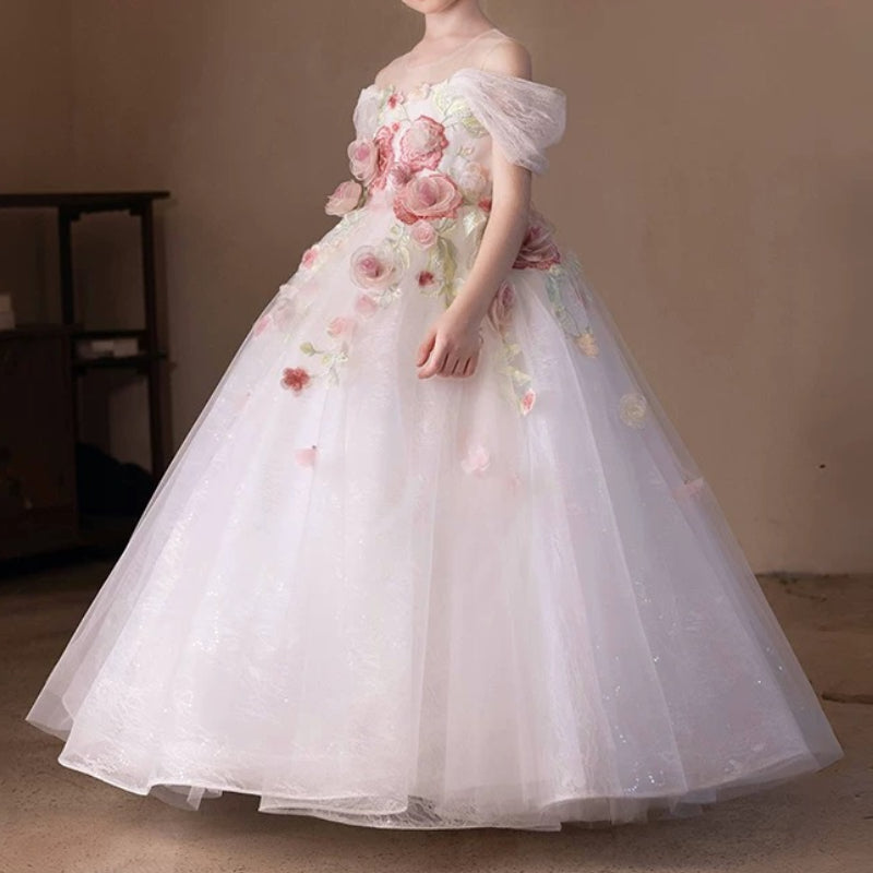 Girls Birthday Elegant Princess Dress Flower Girl Wedding Dress