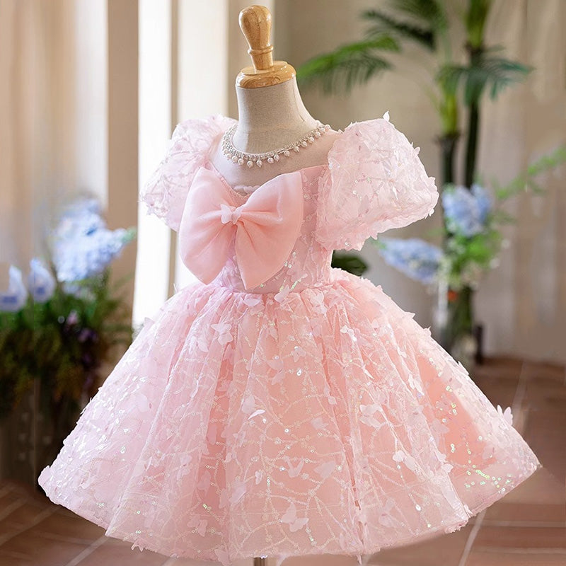 Children's Pink Birthday Dress Flower Girl Wedding Princess Dress
