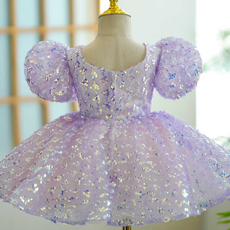 Baby Girl Birthday Banquet Dress Sequin Zipper Fluffy Princess Dress
