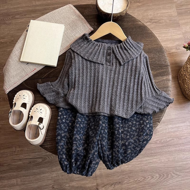 Girls' New T-shirt Sweater and Pants Two-piece Set