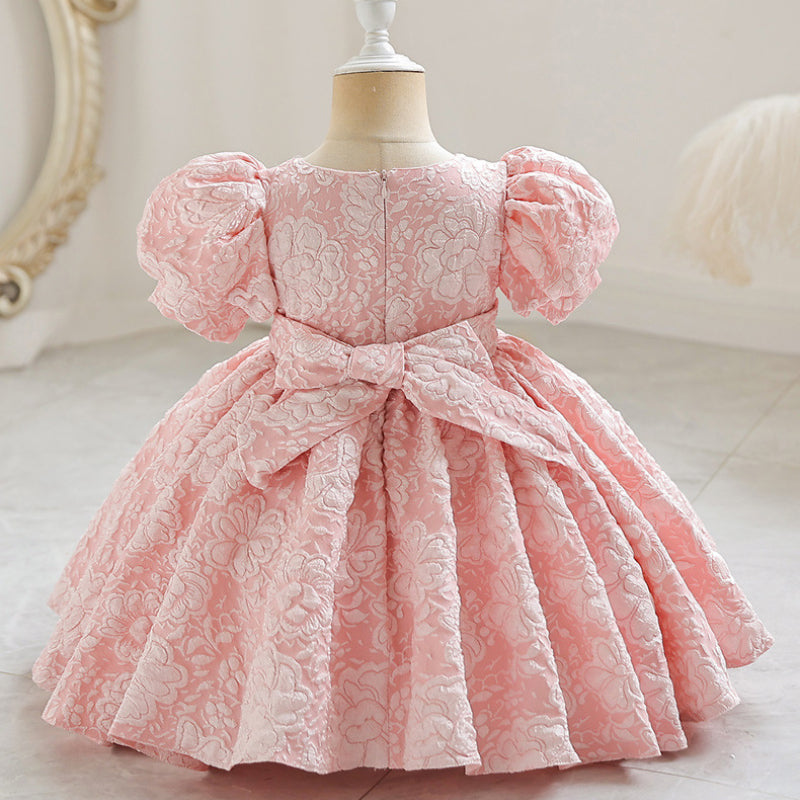 French Birthday Dress Puff Sleeves Bowknot Cute Princess Dress