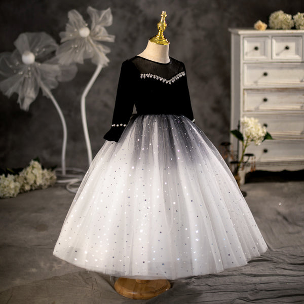 Cute Baby See-through Sequin Princess Dress Toddler Birthday Dresses