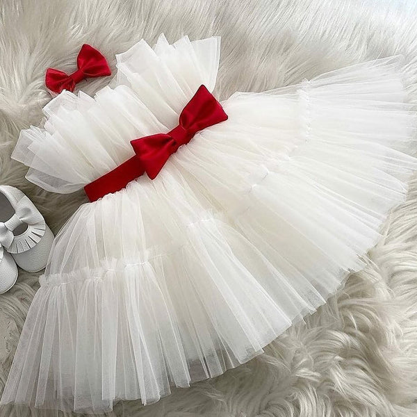 Cute Girls  Baptism Dress Toddler Christmas Fluffy First Communion Princess Dress