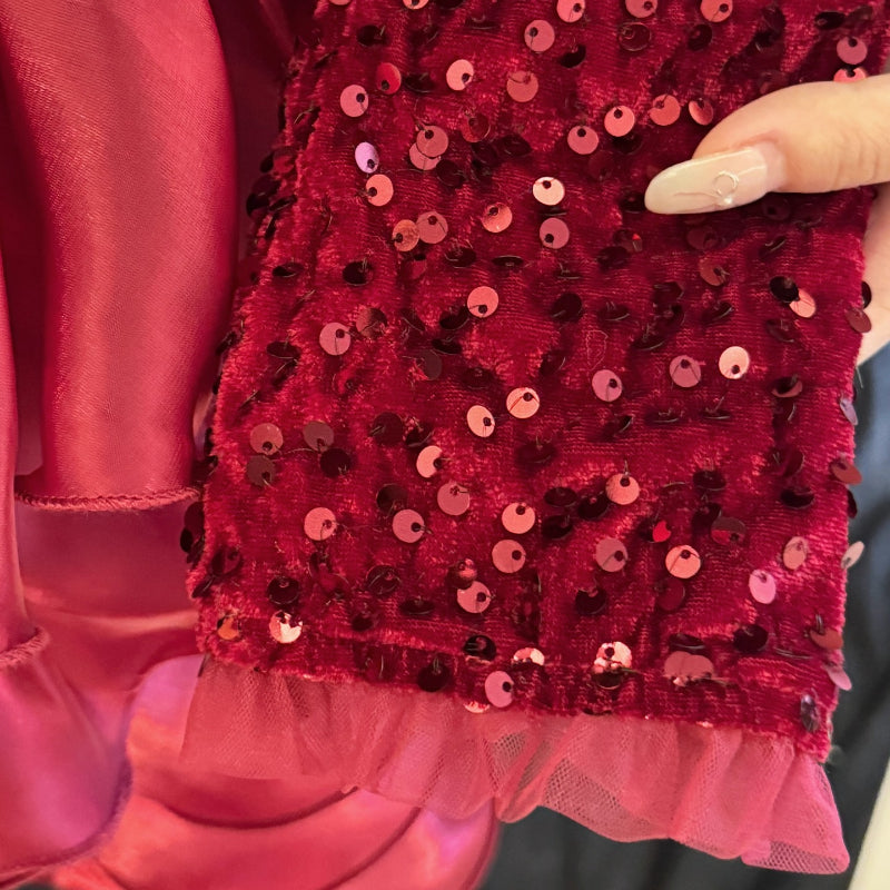 Girls Ball Princess Dress Girls Christmas Sequined Dress Childrens Birthday Dress