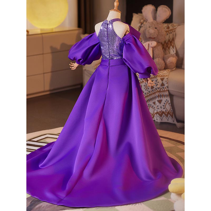 Purple Girls Prom Dress Children Birthday Princess Dress