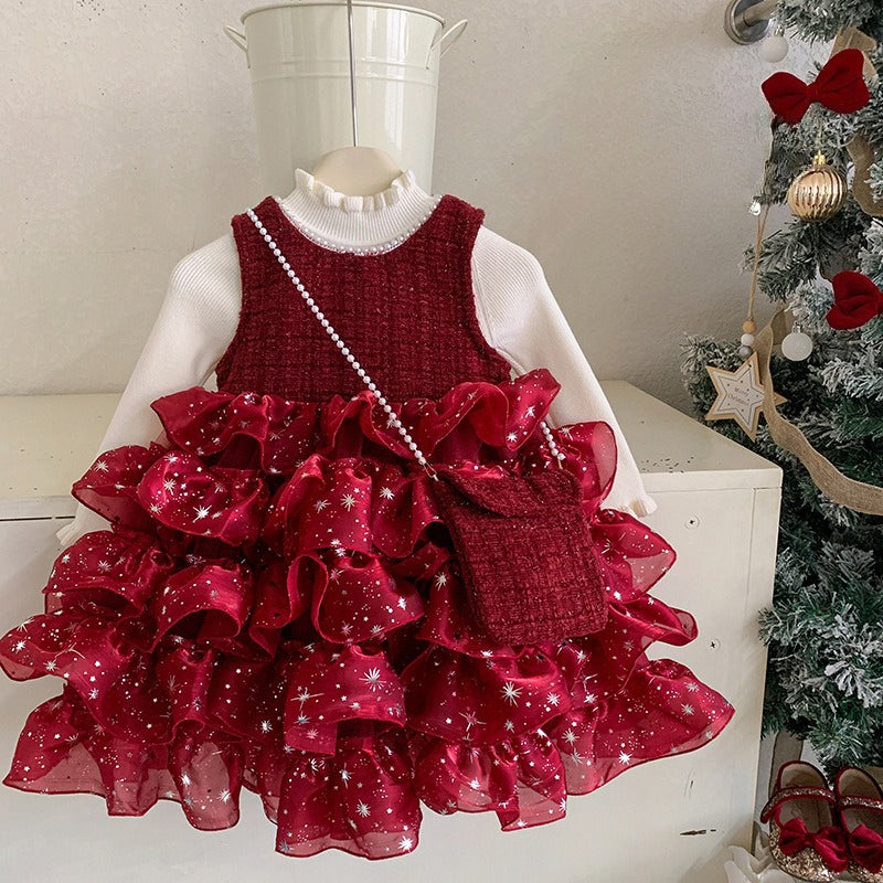 two piece new years eve dress Girls' New Year Elegant Dress Girls Comfortable Dress Two-Piece Set