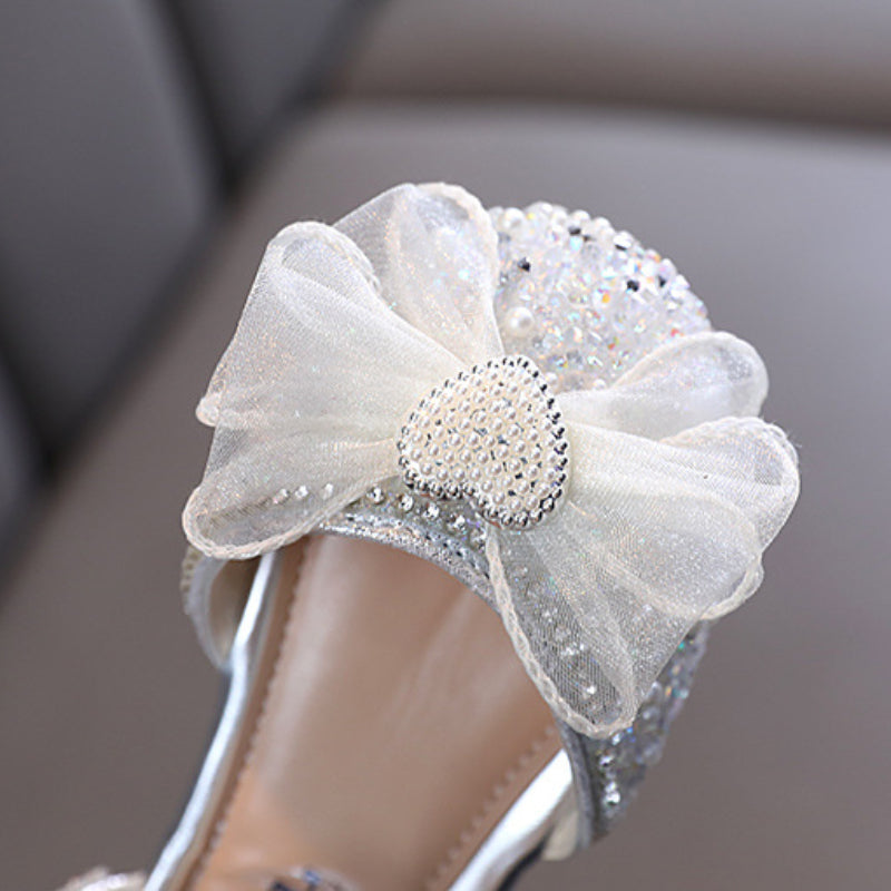 Girls Cute Pearl Princess Leather Shoes