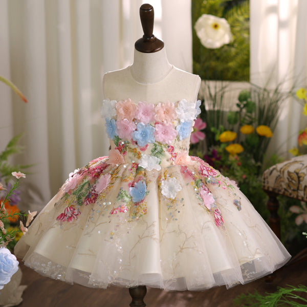 Girls Elegant Birthday Dress Flower Girl Princess Dress