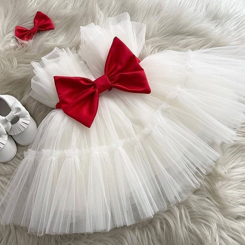 Cute Girls  Baptism Dress Toddler Christmas Fluffy First Communion Princess Dress