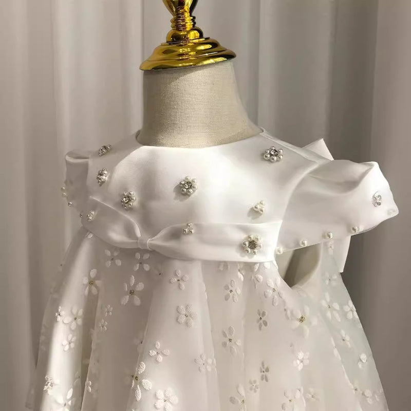 Elegant Baby Flower Mesh First Communion Dress Toddler Party Puffy Princess Dresses